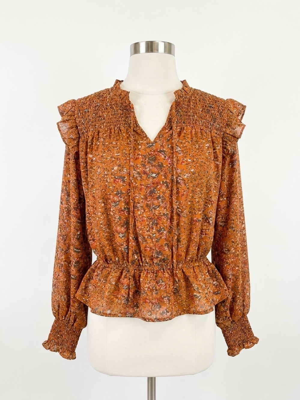 NEW ELAN paisley print blouse in brown